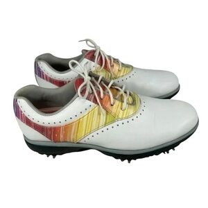 FootJoy eMerge Size 7 White Rainbow Leather Lace Up Women Golf Shoes
